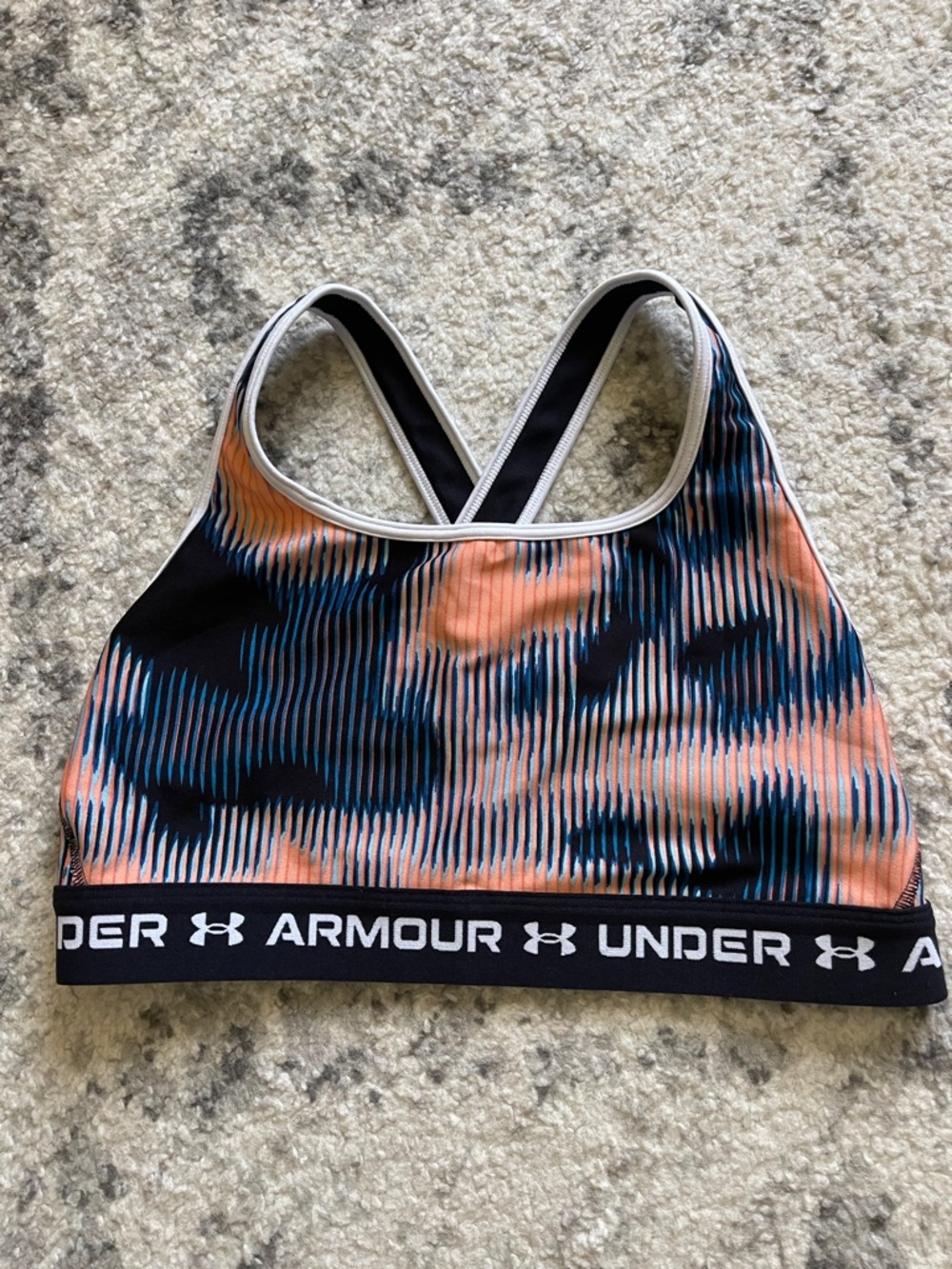 Under Armour Peach Navy Patterned Racerback Sports Bra